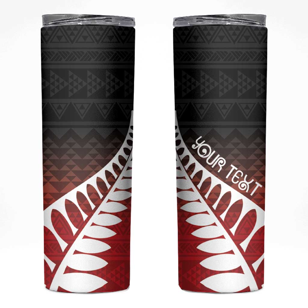 Red Silver Fern Spirit Taniko Tukutuku Personalised Skinny Tumbler