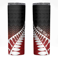 Red Silver Fern Spirit Taniko Tukutuku Personalised Skinny Tumbler