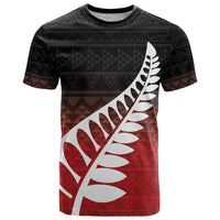Red Silver Fern Spirit Taniko Tukutuku Personalised T Shirt