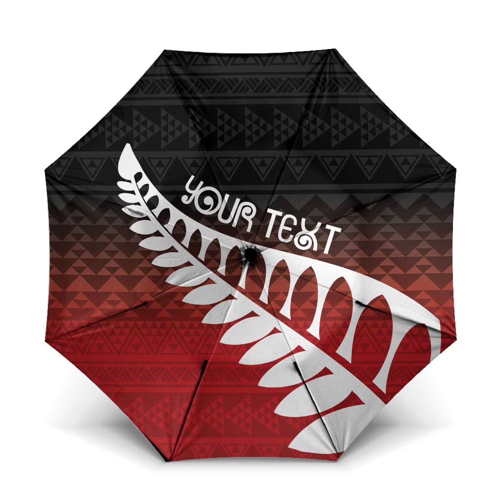Red Silver Fern Spirit Taniko Tukutuku Personalised Umbrella - Polynesian Pride