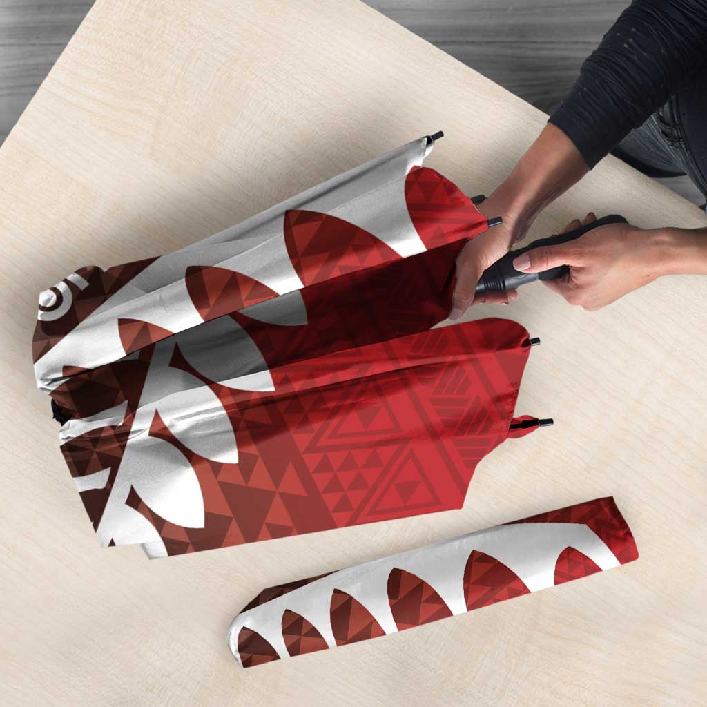 Red Silver Fern Spirit Taniko Tukutuku Personalised Umbrella - Polynesian Pride