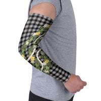 Aloha Puakenikeni Anthurium Pikake Lei Arm Sleeves Black Hawaiian Palaka Pattern