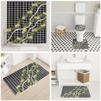 Aloha Puakenikeni Anthurium Pikake Lei Bathroom Set Black Hawaiian Palaka Pattern
