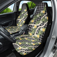 Aloha Puakenikeni Anthurium Pikake Lei Car Seat Cover Black Hawaiian Palaka Pattern