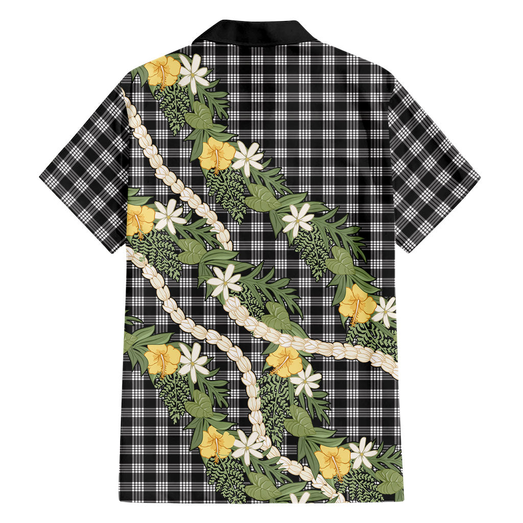 Aloha Puakenikeni Anthurium Pikake Lei Family Matching Puletasi and Hawaiian Shirt Black Hawaiian Palaka Pattern