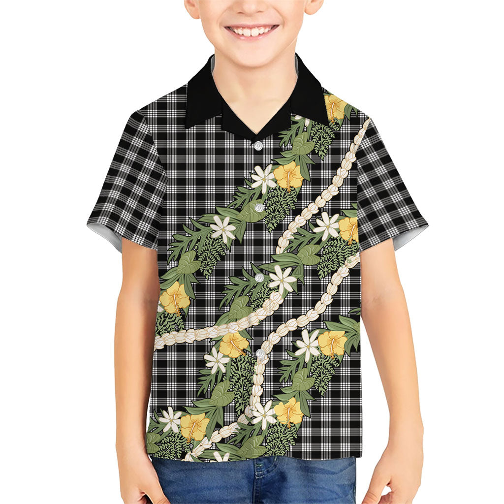 Aloha Puakenikeni Anthurium Pikake Lei Hawaiian Shirt Black Hawaiian Palaka Pattern