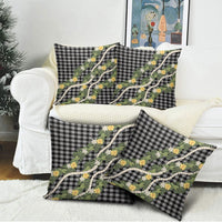 Aloha Puakenikeni Anthurium Pikake Lei Pillow Cover Black Hawaiian Palaka Pattern