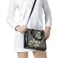 Aloha Puakenikeni Anthurium Pikake Lei Shoulder Handbag Black Hawaiian Palaka Pattern