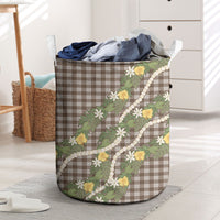 Aloha Puakenikeni Anthurium Pikake Lei Laundry Basket Chocolate Hawaiian Palaka Pattern