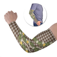 Aloha Puakenikeni Anthurium Pikake Lei Arm Sleeves Chocolate Hawaiian Palaka Pattern LT9 Set of 2 Chocolate - Polynesian Pride