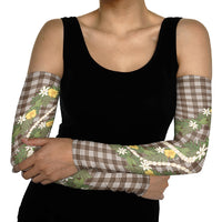 Aloha Puakenikeni Anthurium Pikake Lei Arm Sleeves Chocolate Hawaiian Palaka Pattern LT9 - Polynesian Pride