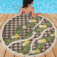 Aloha Puakenikeni Anthurium Pikake Lei Beach Blanket Chocolate Hawaiian Palaka Pattern LT9 - Polynesian Pride