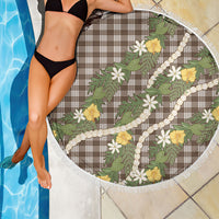 Aloha Puakenikeni Anthurium Pikake Lei Beach Blanket Chocolate Hawaiian Palaka Pattern LT9 - Polynesian Pride