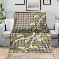 Aloha Puakenikeni Anthurium Pikake Lei Blanket Chocolate Hawaiian Palaka Pattern