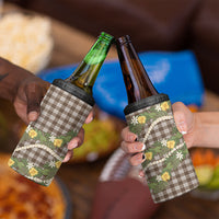 Aloha Puakenikeni Anthurium Pikake Lei 4 in 1 Can Cooler Tumbler Chocolate Hawaiian Palaka Pattern LT9 - Polynesian Pride