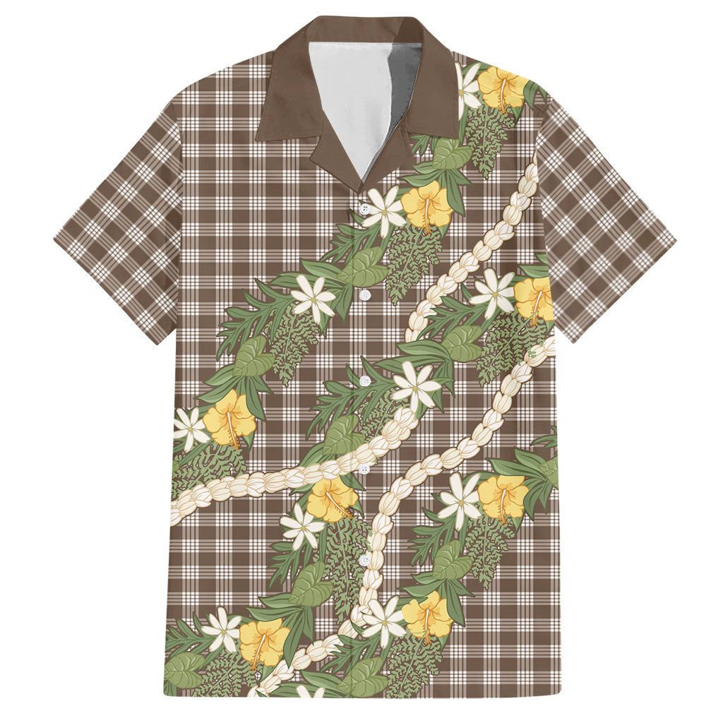 Aloha Puakenikeni Anthurium Pikake Lei Hawaiian Shirt Chocolate Hawaiian Palaka Pattern