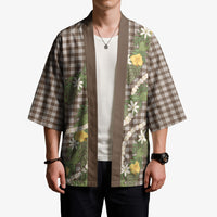 Aloha Puakenikeni Anthurium Pikake Lei Kimono Chocolate Hawaiian Palaka Pattern LT9 - Polynesian Pride