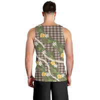 Aloha Puakenikeni Anthurium Pikake Lei Men Tank Top Chocolate Hawaiian Palaka Pattern LT9 - Polynesian Pride