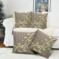 Aloha Puakenikeni Anthurium Pikake Lei Pillow Cover Chocolate Hawaiian Palaka Pattern