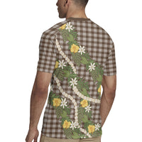 Aloha Puakenikeni Anthurium Pikake Lei Rugby Jersey Chocolate Hawaiian Palaka Pattern LT9 - Polynesian Pride