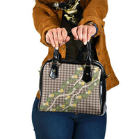 Aloha Puakenikeni Anthurium Pikake Lei Shoulder Handbag Chocolate Hawaiian Palaka Pattern