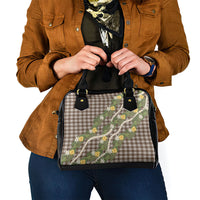 Aloha Puakenikeni Anthurium Pikake Lei Shoulder Handbag Chocolate Hawaiian Palaka Pattern