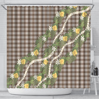 Aloha Puakenikeni Anthurium Pikake Lei Shower Curtain Chocolate Hawaiian Palaka Pattern LT9 - Polynesian Pride