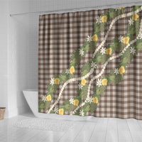 Aloha Puakenikeni Anthurium Pikake Lei Shower Curtain Chocolate Hawaiian Palaka Pattern LT9 - Polynesian Pride