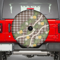 Aloha Puakenikeni Anthurium Pikake Lei Spare Tire Cover Chocolate Hawaiian Palaka Pattern