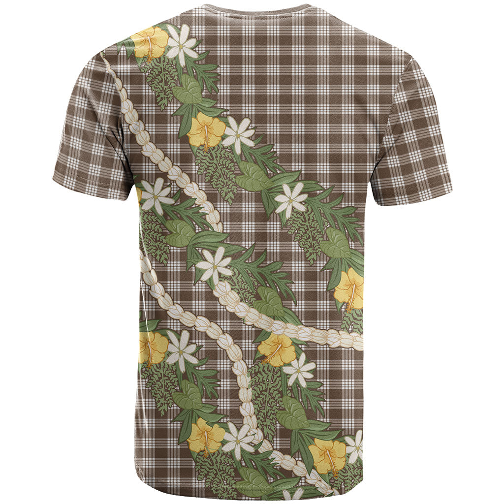 Aloha Puakenikeni Anthurium Pikake Lei T Shirt Chocolate Hawaiian Palaka Pattern