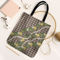 Aloha Puakenikeni Anthurium Pikake Lei Tote Bag Chocolate Hawaiian Palaka Pattern LT9 Black Strap One Size Chocolate - Polynesian Pride