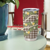 Aloha Puakenikeni Anthurium Pikake Lei Tumbler Cup Chocolate Hawaiian Palaka Pattern