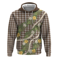 Aloha Puakenikeni Anthurium Pikake Lei Zip Hoodie Chocolate Hawaiian Palaka Pattern
