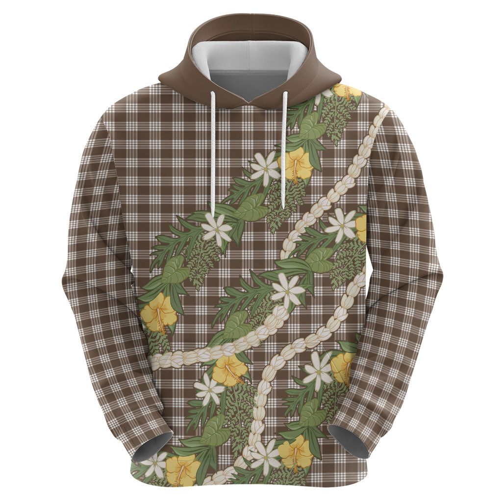 Aloha Puakenikeni Anthurium Pikake Lei Zip Hoodie Chocolate Hawaiian Palaka Pattern