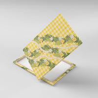 Aloha Puakenikeni Anthurium Pikake Lei Canvas Wall Art Gold Hawaiian Palaka Pattern