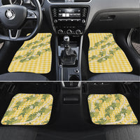 Aloha Puakenikeni Anthurium Pikake Lei Car Mats Gold Hawaiian Palaka Pattern LT9 Set 4pcs Gold - Polynesian Pride