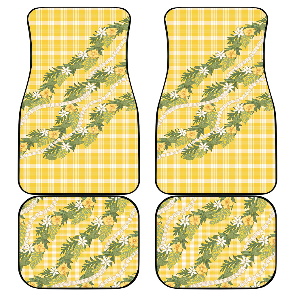 Aloha Puakenikeni Anthurium Pikake Lei Car Mats Gold Hawaiian Palaka Pattern LT9 - Polynesian Pride