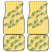 Aloha Puakenikeni Anthurium Pikake Lei Car Mats Gold Hawaiian Palaka Pattern LT9 - Polynesian Pride
