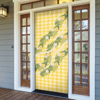 Aloha Puakenikeni Anthurium Pikake Lei Door Cover Gold Hawaiian Palaka Pattern