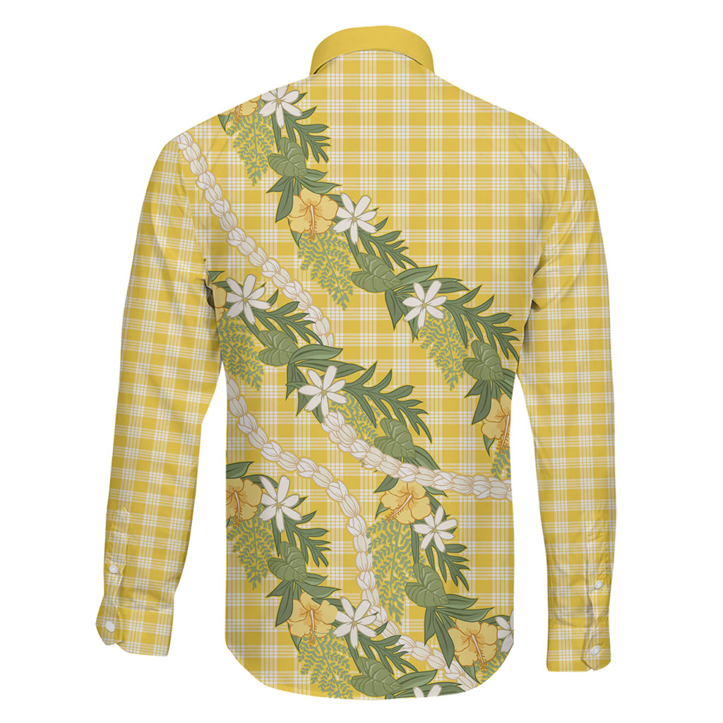Aloha Puakenikeni Anthurium Pikake Lei Family Matching Off Shoulder Maxi Dress and Hawaiian Shirt Gold Hawaiian Palaka Pattern