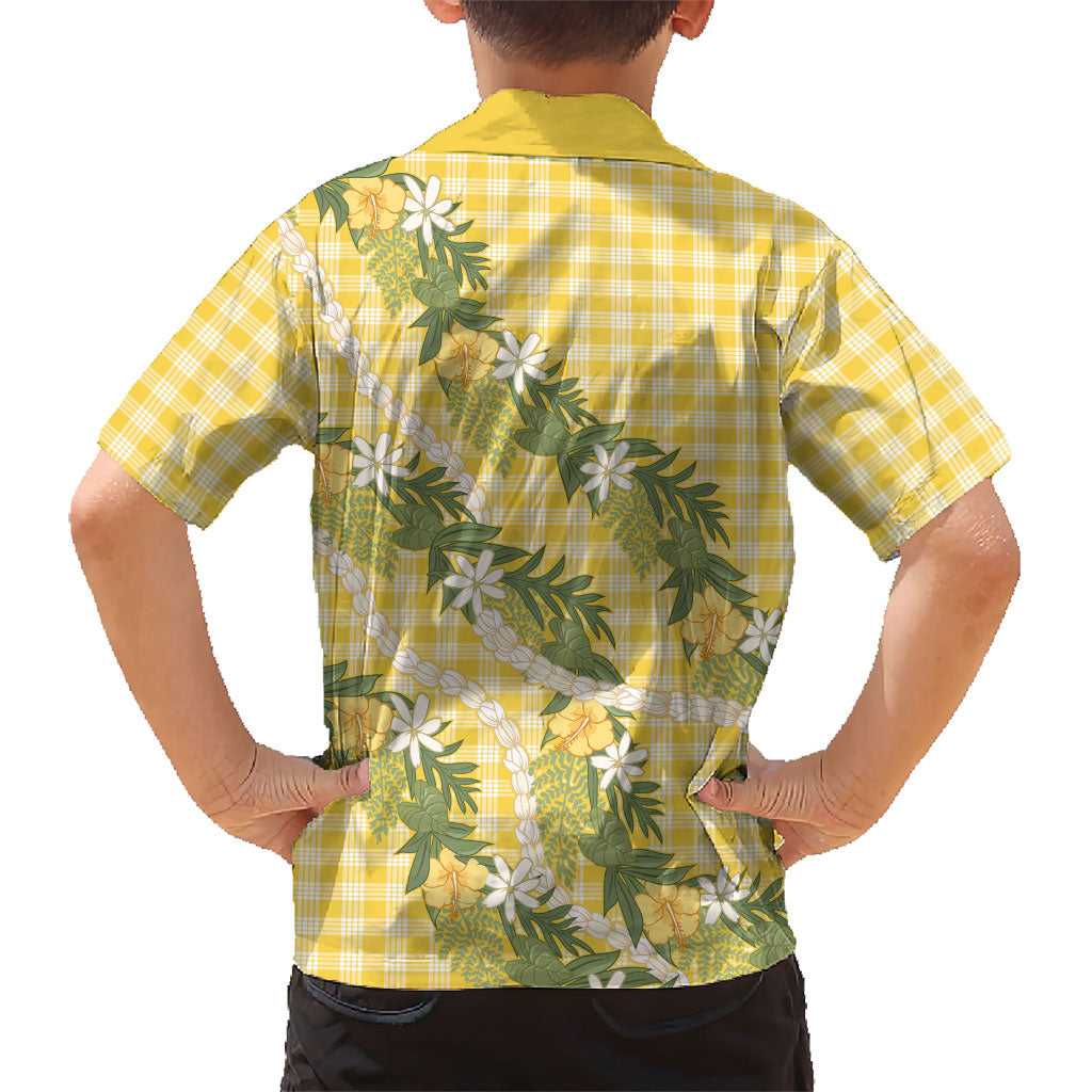 Aloha Puakenikeni Anthurium Pikake Lei Family Matching Tank Maxi Dress and Hawaiian Shirt Gold Hawaiian Palaka Pattern