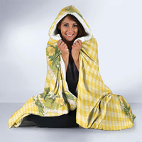 Aloha Puakenikeni Anthurium Pikake Lei Hooded Blanket Gold Hawaiian Palaka Pattern
