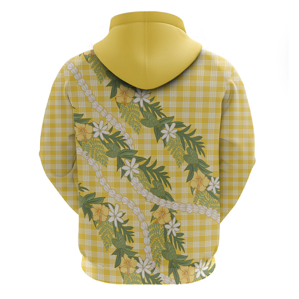 Aloha Puakenikeni Anthurium Pikake Lei Hoodie Gold Hawaiian Palaka Pattern