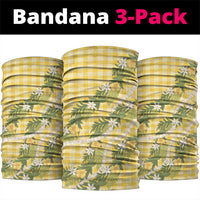 Aloha Puakenikeni Anthurium Pikake Lei Neck Gaiter Gold Hawaiian Palaka Pattern LT9 package One Size: 25*50cm Gold - Polynesian Pride