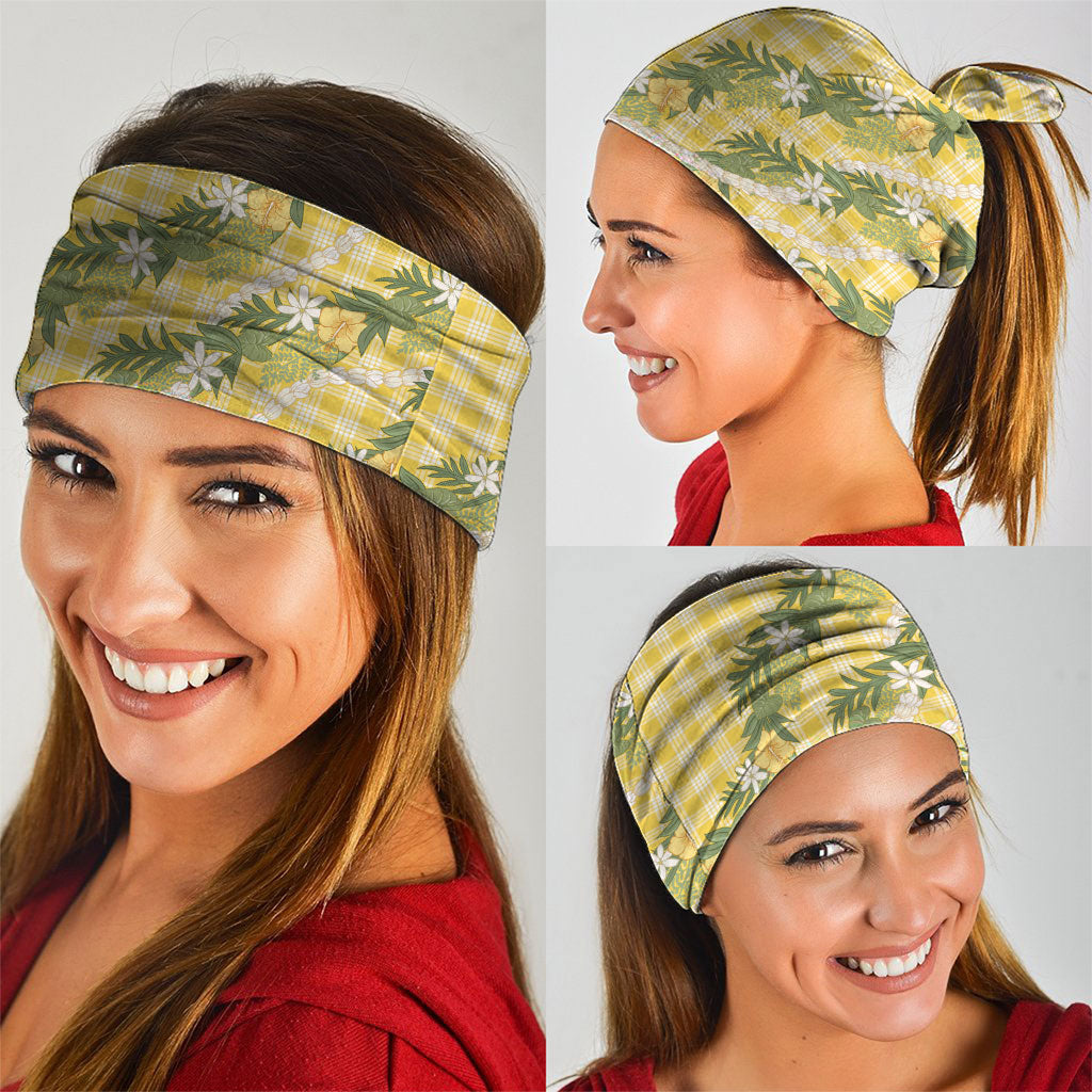 Aloha Puakenikeni Anthurium Pikake Lei Neck Gaiter Gold Hawaiian Palaka Pattern LT9 - Polynesian Pride