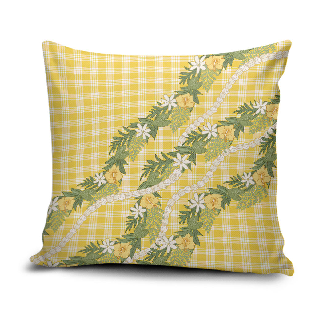 Aloha Puakenikeni Anthurium Pikake Lei Pillow Cover Gold Hawaiian Palaka Pattern LT9 Gold - Polynesian Pride
