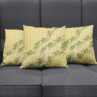 Aloha Puakenikeni Anthurium Pikake Lei Pillow Cover Gold Hawaiian Palaka Pattern LT9 - Polynesian Pride
