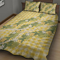 Aloha Puakenikeni Anthurium Pikake Lei Quilt Bed Set Gold Hawaiian Palaka Pattern LT9 - Polynesian Pride
