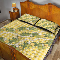 Aloha Puakenikeni Anthurium Pikake Lei Quilt Bed Set Gold Hawaiian Palaka Pattern LT9 - Polynesian Pride