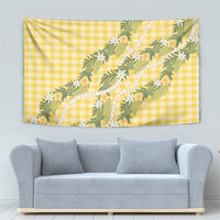 Aloha Puakenikeni Anthurium Pikake Lei Tapestry Gold Hawaiian Palaka Pattern LT9 - Polynesian Pride